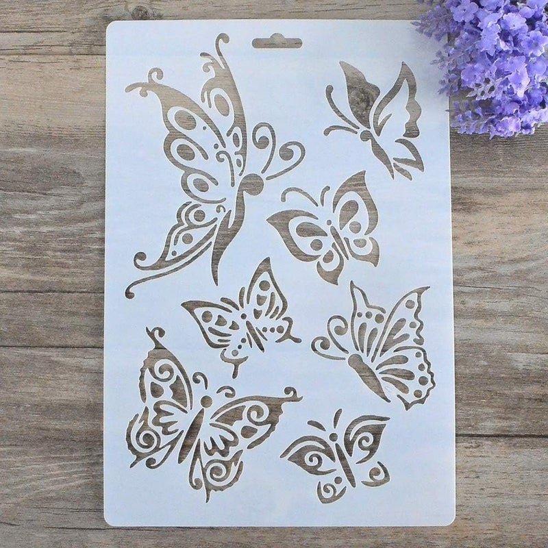 SLGIFT DIY Decorative Stencil Template for Painting on Walls Furniture Crafts (Butterfly) - Image 1